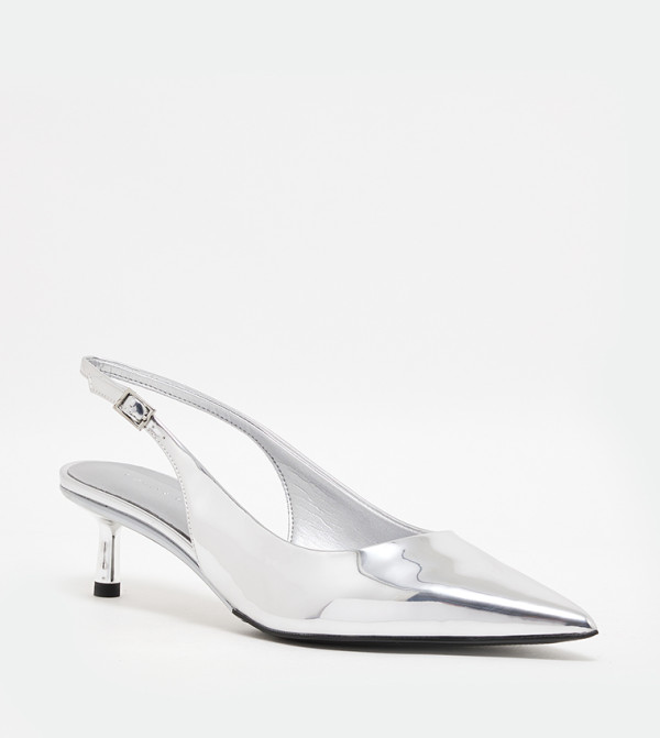 Metallic Pointed Toe Slingback Pumps