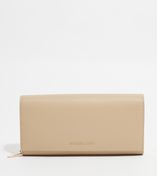 Textured Logo Detail Front Flap Long Wallet