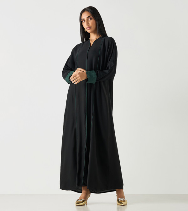Piping Detail V-Neck Abaya