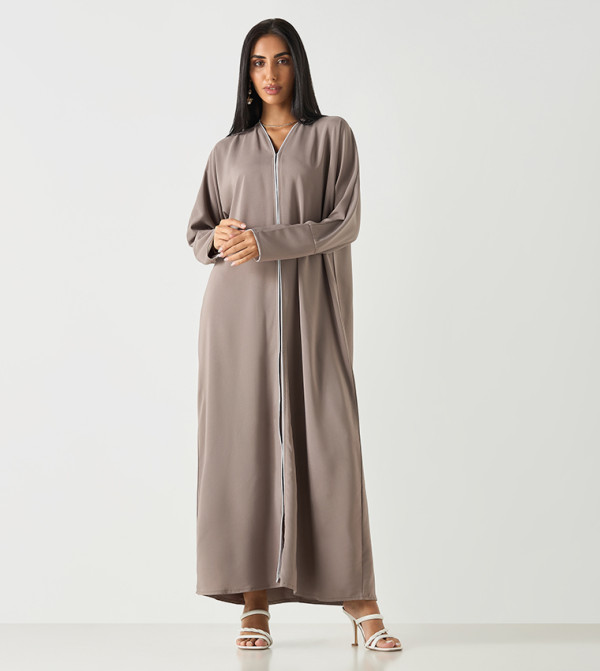 Textured V-Neck Abaya