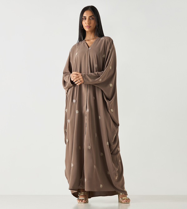 Embroidered Batwing Sleeves Farasha Abaya