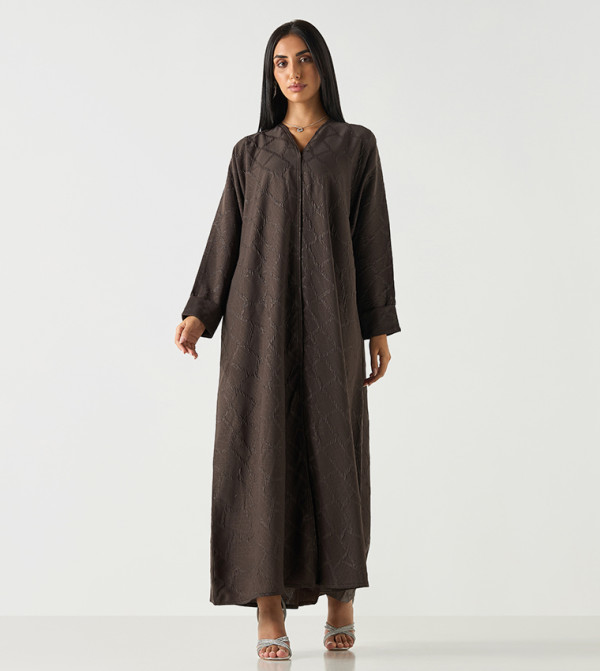 Jacquard V-Neck Farasha Abaya