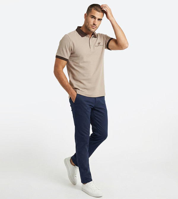 Contrast Detail Short Sleeves Polo T-Shirt