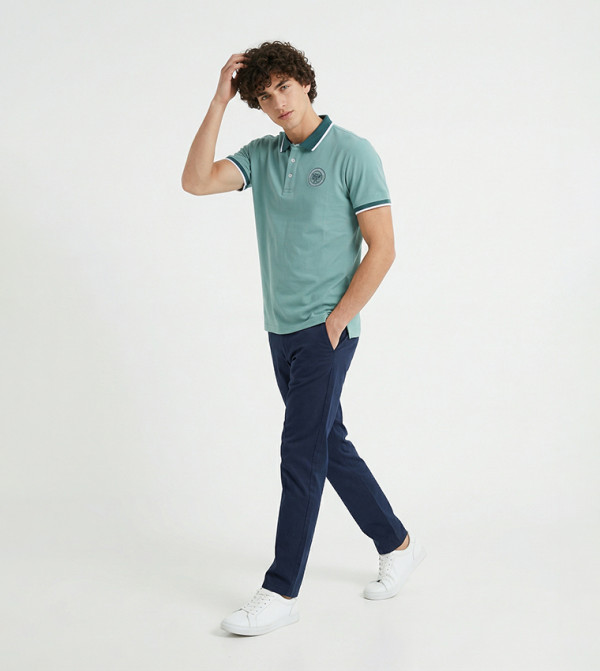 Contrast Tipping Short Sleeves Polo T-Shirt