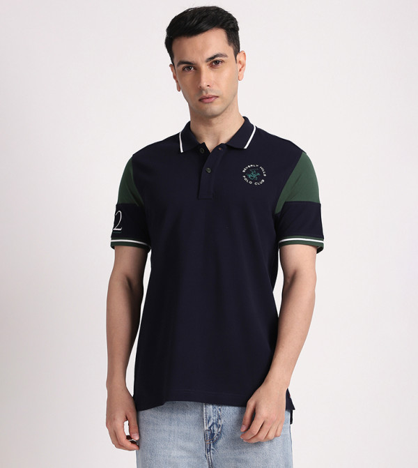 Contrast Tipping Short Sleeves Polo T-Shirt