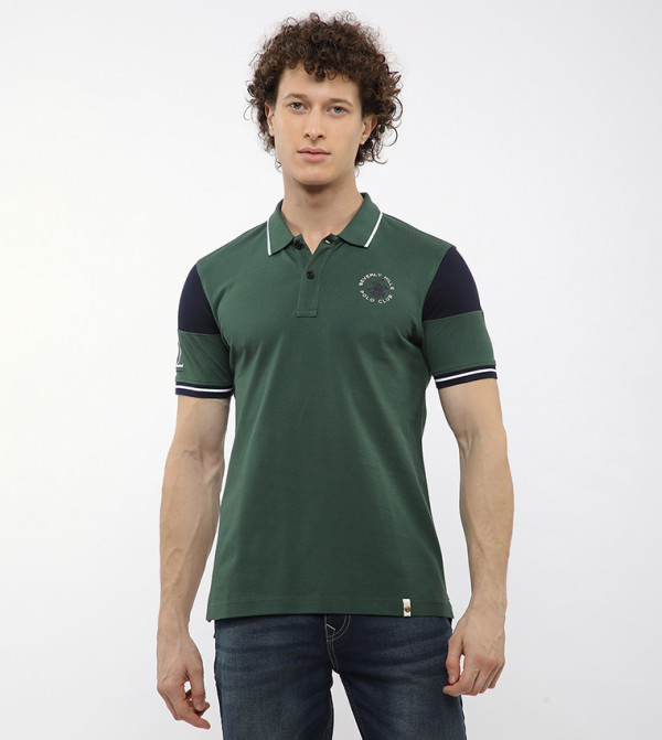 Contrast Tipping Short Sleeves Polo T-Shirt