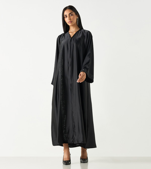Embellished V-Neck Abaya