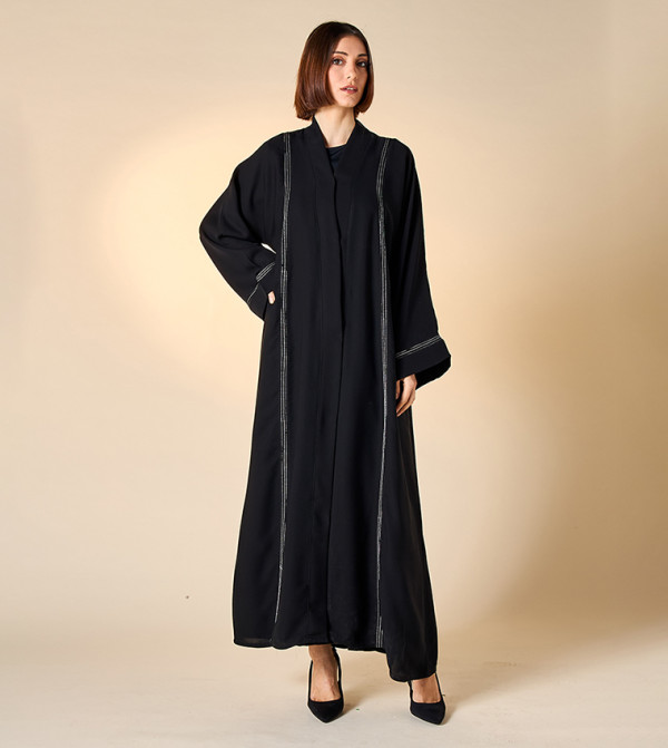 Embroidered V-Neck Abaya with Hijab