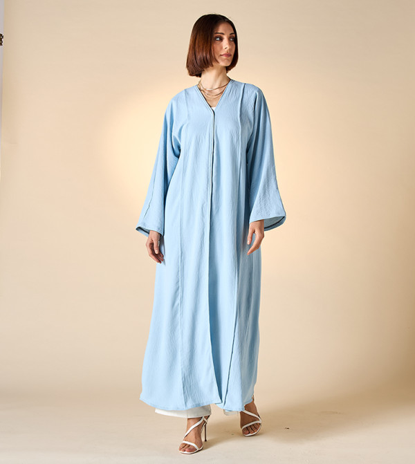 عباية برقبة V منسوجة مع حجاب