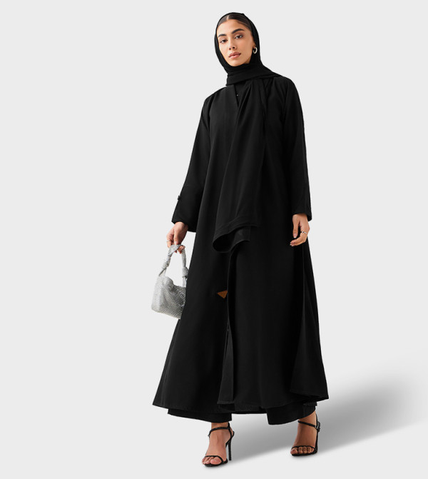 Solid V-Neck Abaya