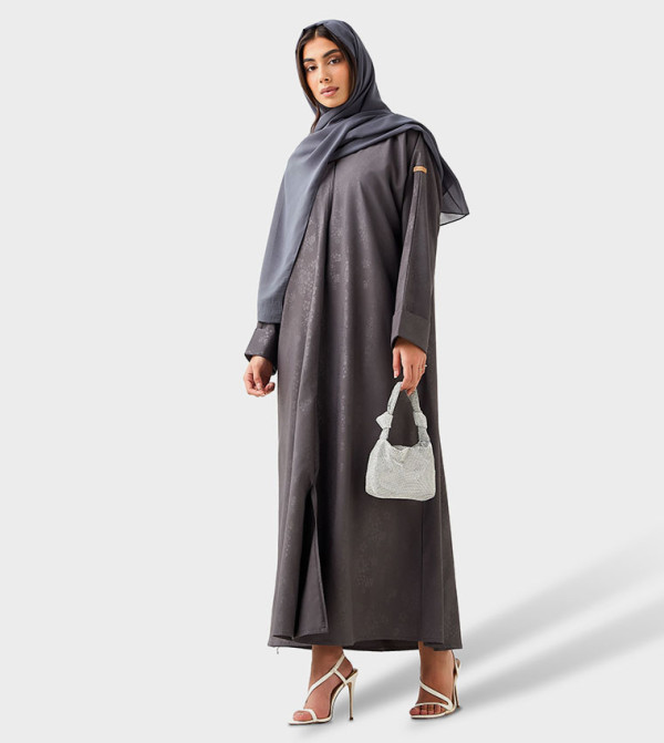 Self-Patterned Long Sleeves Abaya
