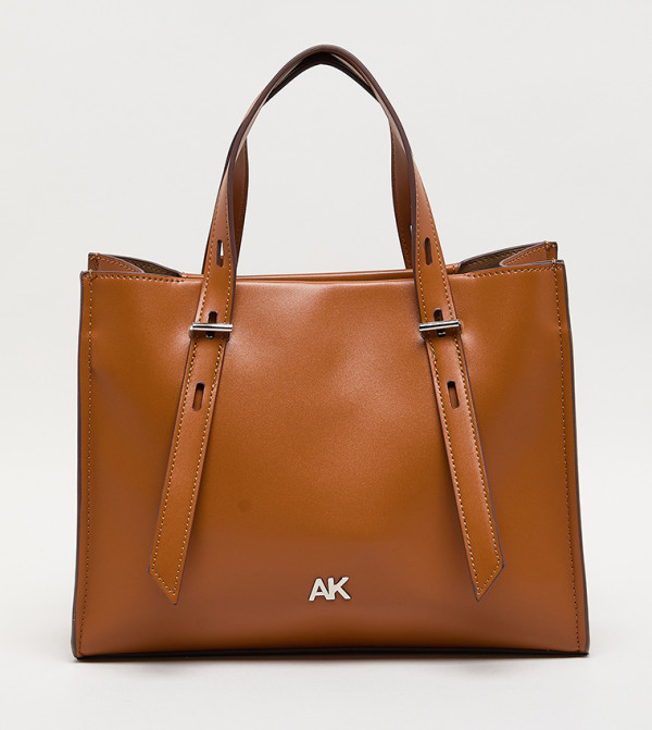 Monogram PU Zip Closure Tote Bag
