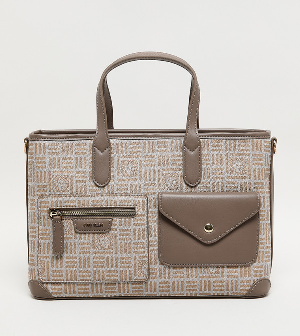 شنطة توت جلد صناعي بجيب أمامي 