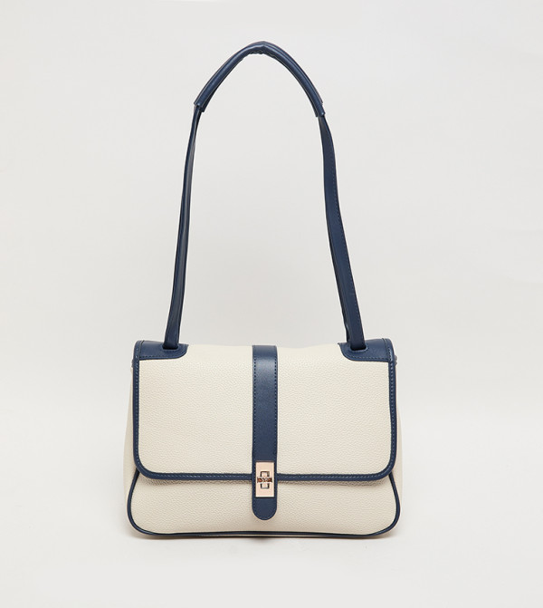 Contrast Detail PU Top Handle Bag