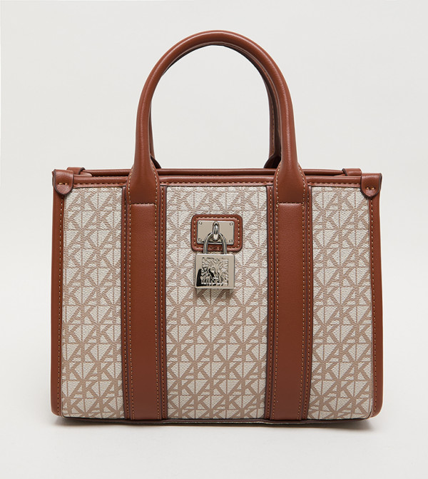 Monogram Patterned PU Tote Bag