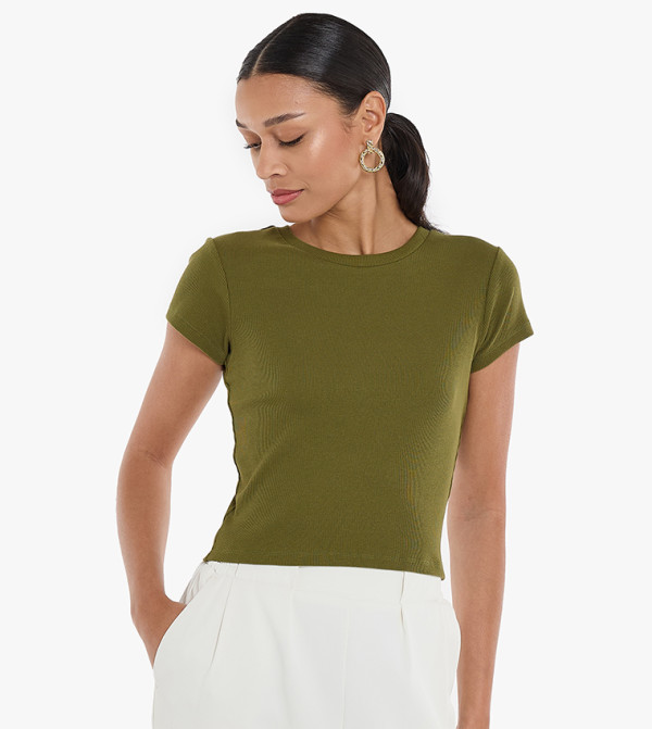 Ribbed Short Sleeves Top