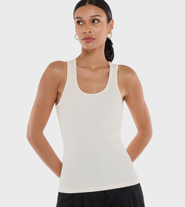 Ribbed Scoop Neck Tank Top