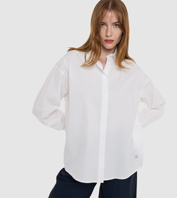 Solid Long Sleeves Oversized Shirt