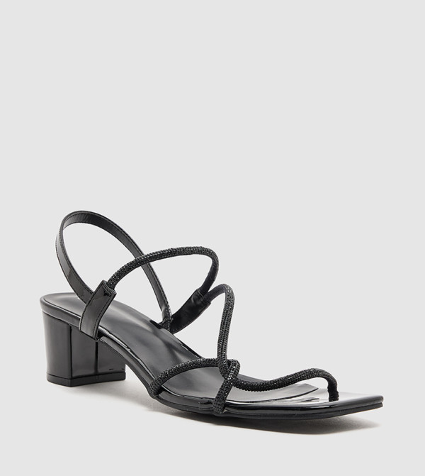 Square Toe Strappy Heeled Sandals