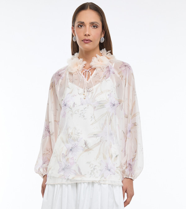 توب بقبة عالية بطبعة الورود