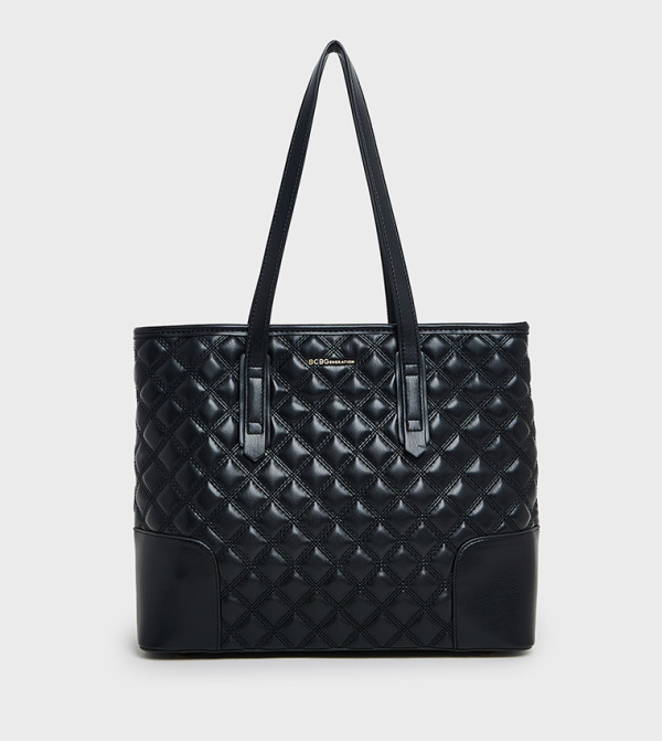 Quilted Zip-Closure Tote Bag
