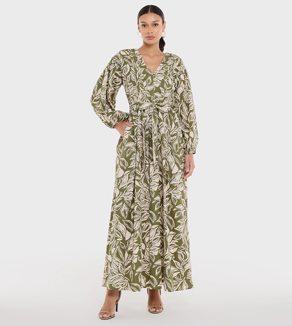 Floral Printed V-Neck Maxi Dress