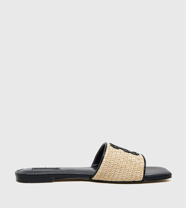 Textured Open Toe Flat Sandals