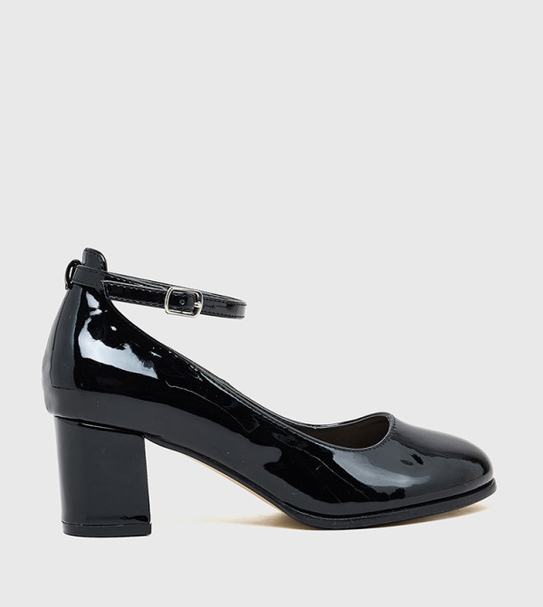 Ankle Strap Block Heel Pumps
