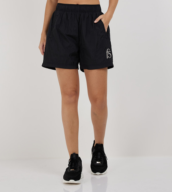 Logo Embroidered Elastic Waist Shorts