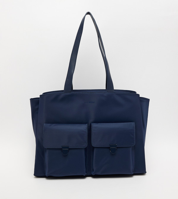 Logo Detail Zippered Tote Bag