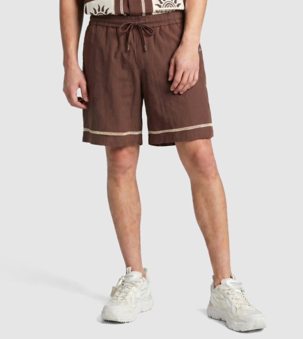 Solid Drawstring Waist Casual Shorts