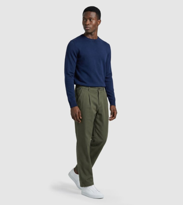 Pleated Detail Straight Fit Linen Pants