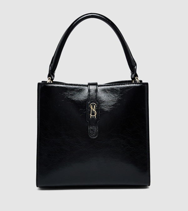 Monogram Snap Button Closure Tote Bag