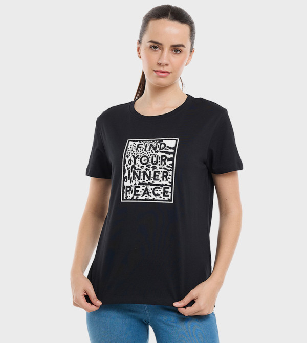 Embellished T-Shirt with Crew Neck