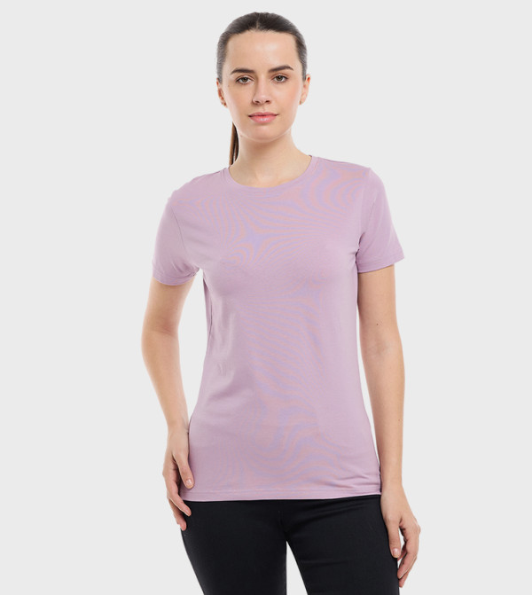 Solid T-Shirt with Crew Neck and Short Sleeves