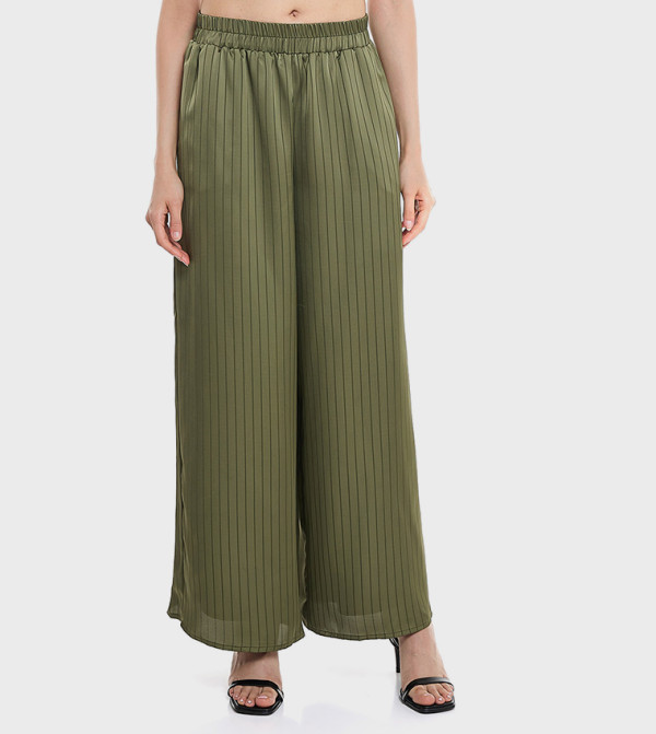 Striped Palazzo Pants with Elastic Waist