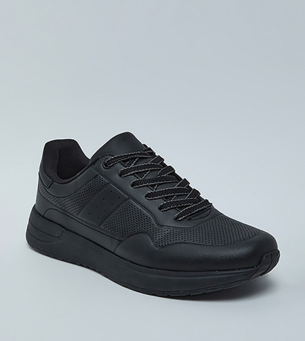 Perforated Detail Lace-Up Sneakers