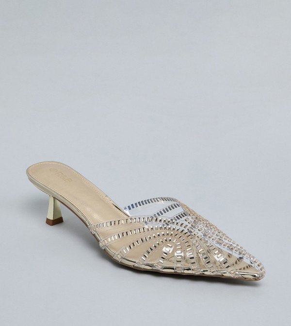 Embellished Pointed Toe Mule Pumps