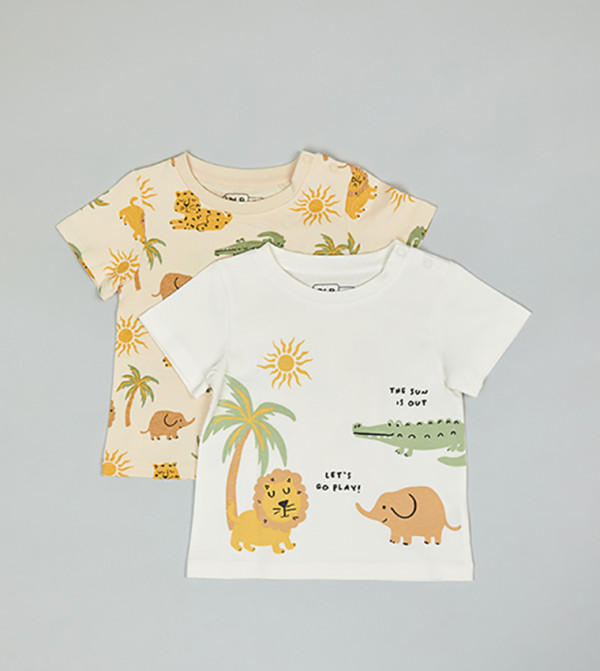2 Pack Printed T-Shirts with Short Sleeves