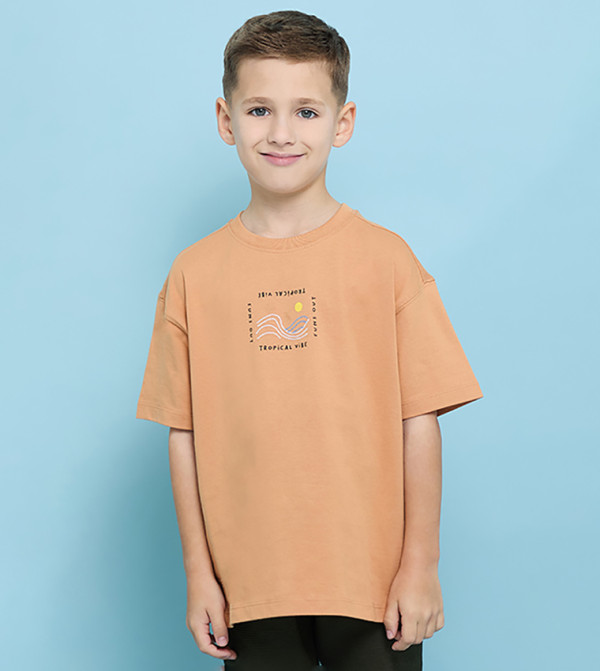 Printed T-Shirt with Crew Neck and Short Sleeves