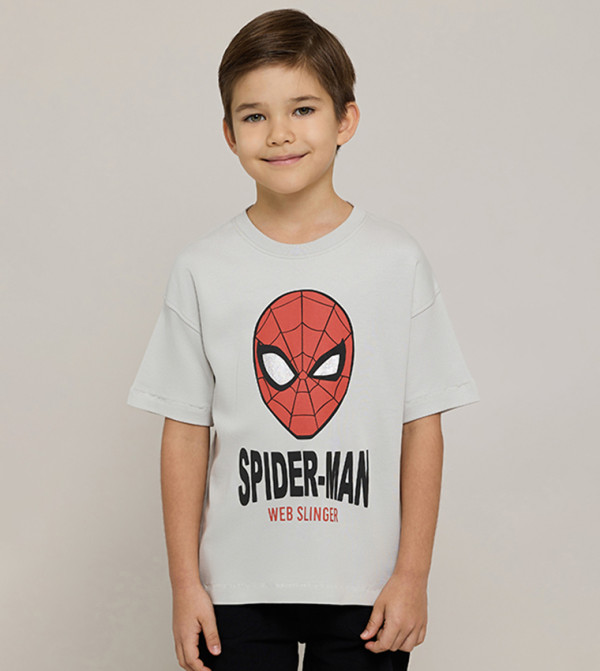 Spider-Man T-Shirt with Crew Neck and Short Sleeves
