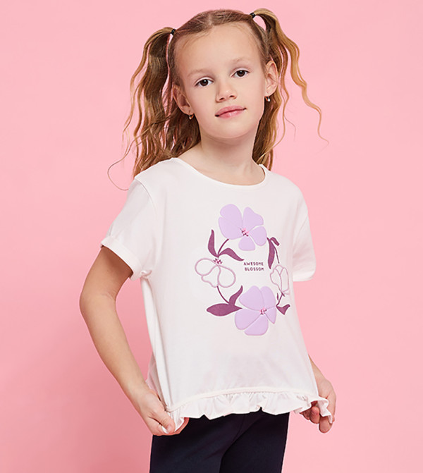 Printed T-Shirt with Crew Neck and Short Sleeves