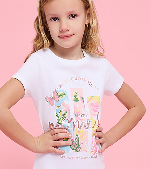 Printed T-Shirt with Crew Neck and Short Sleeves