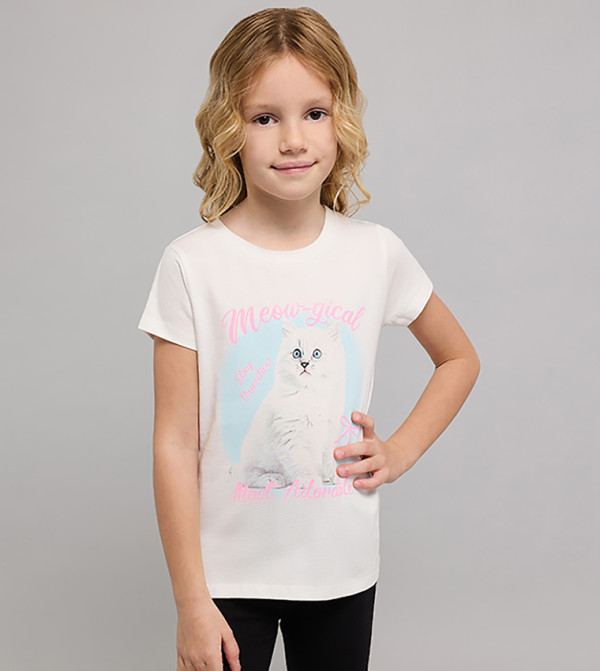 Printed T-Shirt with Crew Neck and Short Sleeves