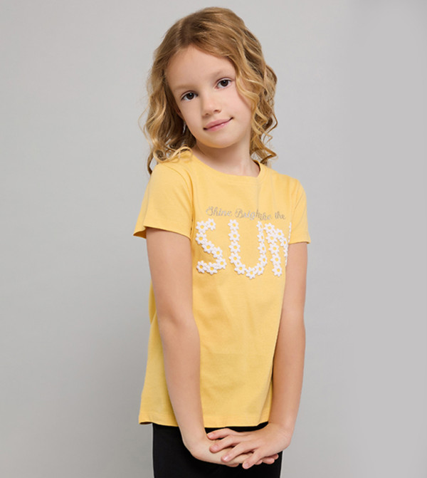 Embossed T-Shirt with Crew Neck and Short Sleeves