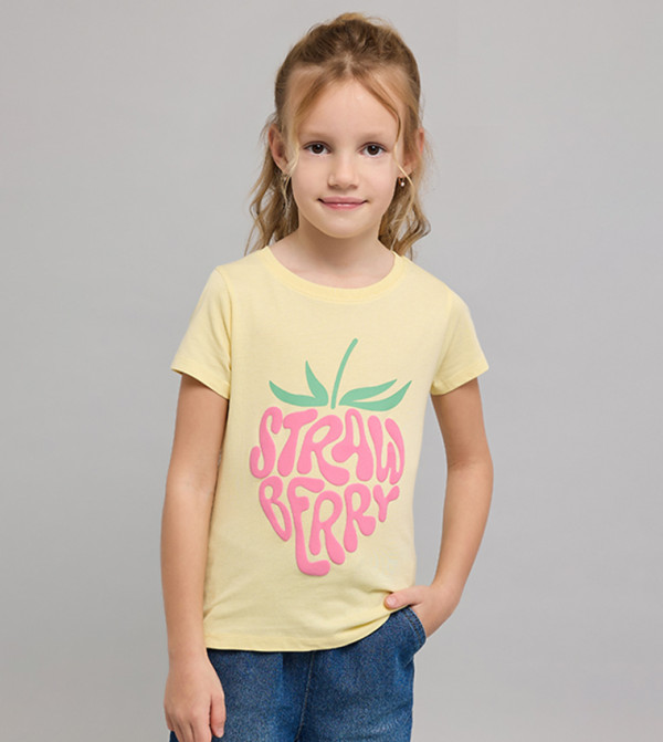 Printed T-Shirt with Crew Neck and Short Sleeves