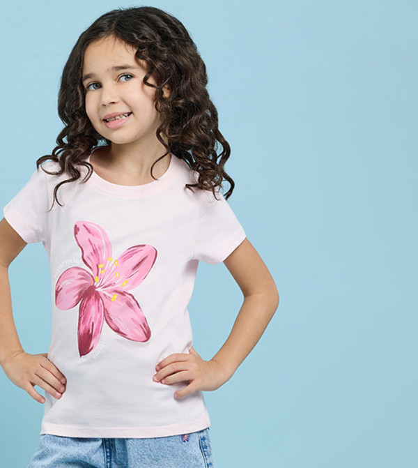 Printed T-Shirt with Crew Neck and Short Sleeves