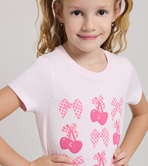 Printed T-Shirt with Crew Neck and Short Sleeves