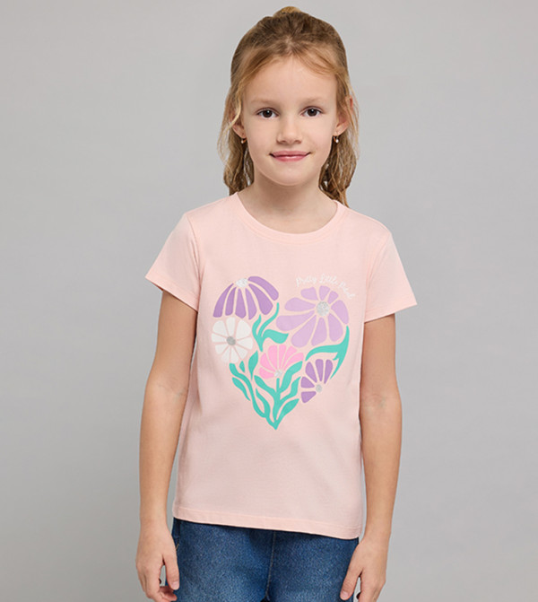 Printed T-Shirt with Crew Neck and Short Sleeves