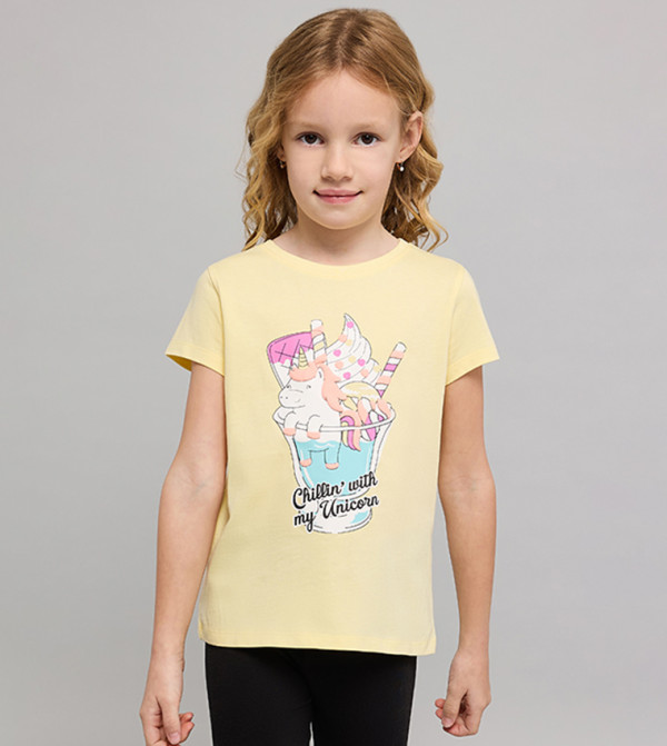 Printed T-Shirt with Crew Neck and Short Sleeves